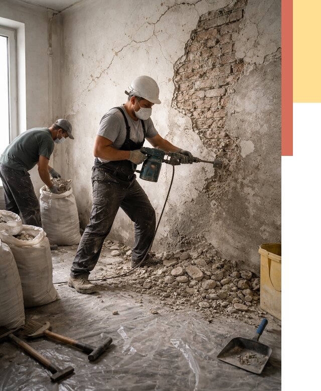 Демонтаж штукатурки со стен в донском от 7295 руб/м² — быстро и недорого | ОТДЕЛОЧНИК-Днс