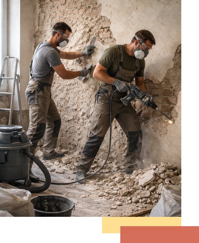 Демонтаж штукатурки со стен в донском быстро и аккуратно