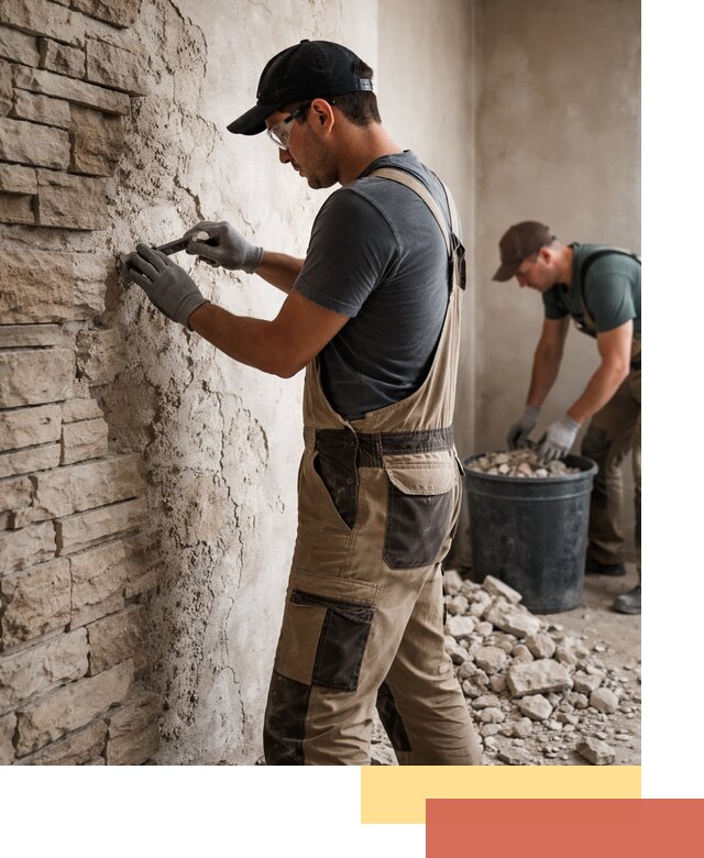 Демонтаж декоративного камня в донском профессионально и безопасно