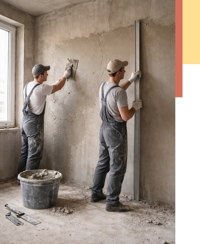 Штукатурка бетонных стен в донском от 4559 руб/м² — качественно и быстро | ОТДЕЛОЧНИК-Днс