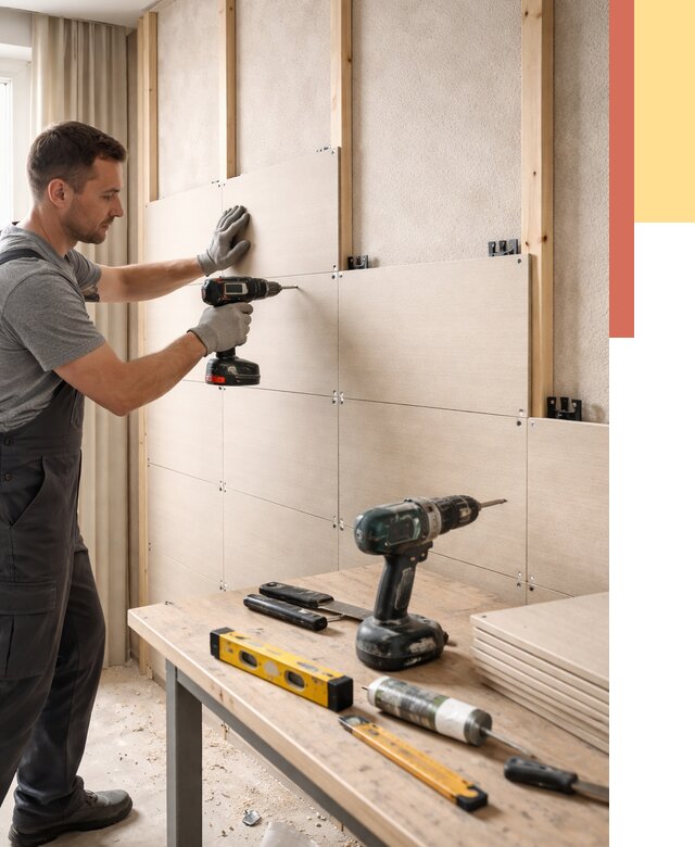 Монтаж МДФ панелей на стены в донском от 1267 руб. под ключ | ОТДЕЛОЧНИК-Днс