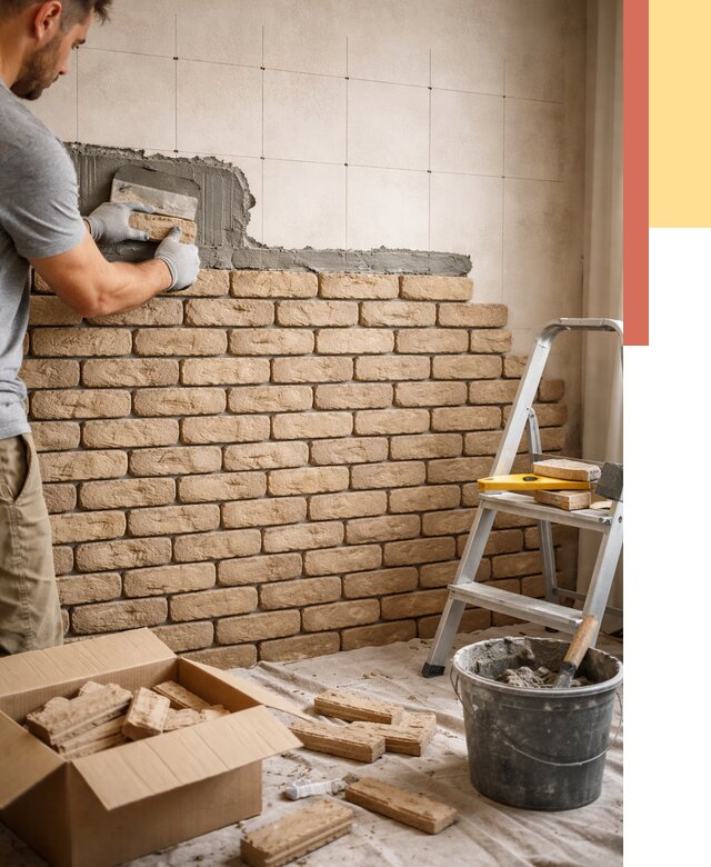 Монтаж декоративного кирпича в донском от 3242 руб./м² — быстро и недорого | ОТДЕЛОЧНИК-Днс