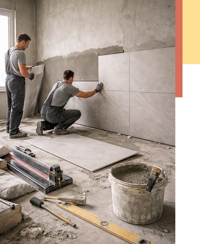 Облицовка стен керамогранитом в донском от 4255 руб./м² — услуги под ключ | ОТДЕЛОЧНИК-Днс