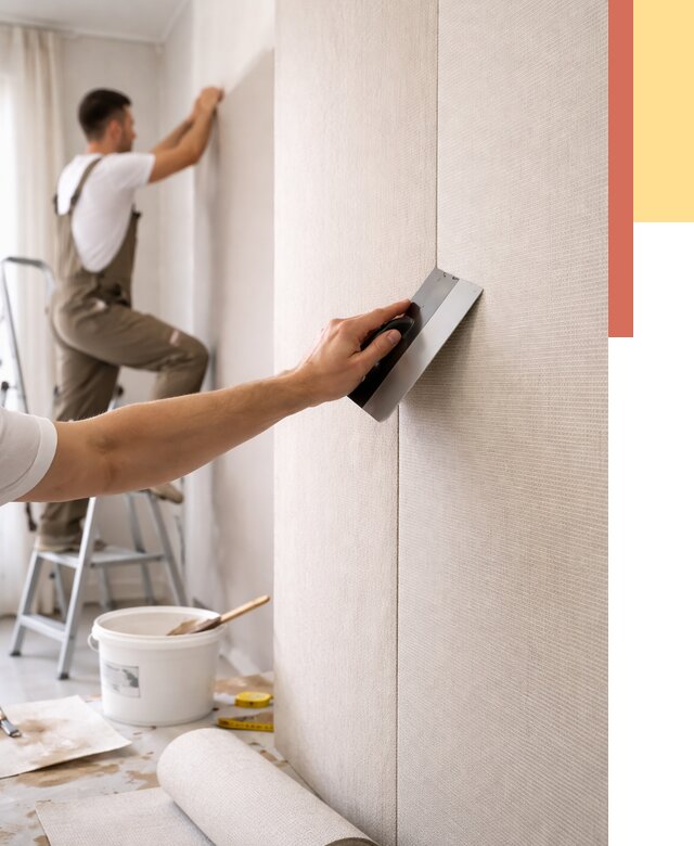 Поклейка текстильных обоев в донском от 4559 руб. под ключ | ОТДЕЛОЧНИК-Днс