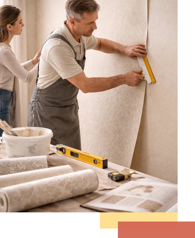 Поклейка обоев с подбором рисунка в донском