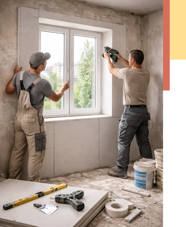 Монтаж откосов из гипсокартона в донском от 4559 руб. под ключ | ОТДЕЛОЧНИК-Днс