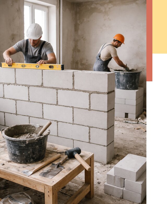 Кладка перегородок из газобетона в донском от 3242 руб. под ключ | ОТДЕЛОЧНИК-Днс