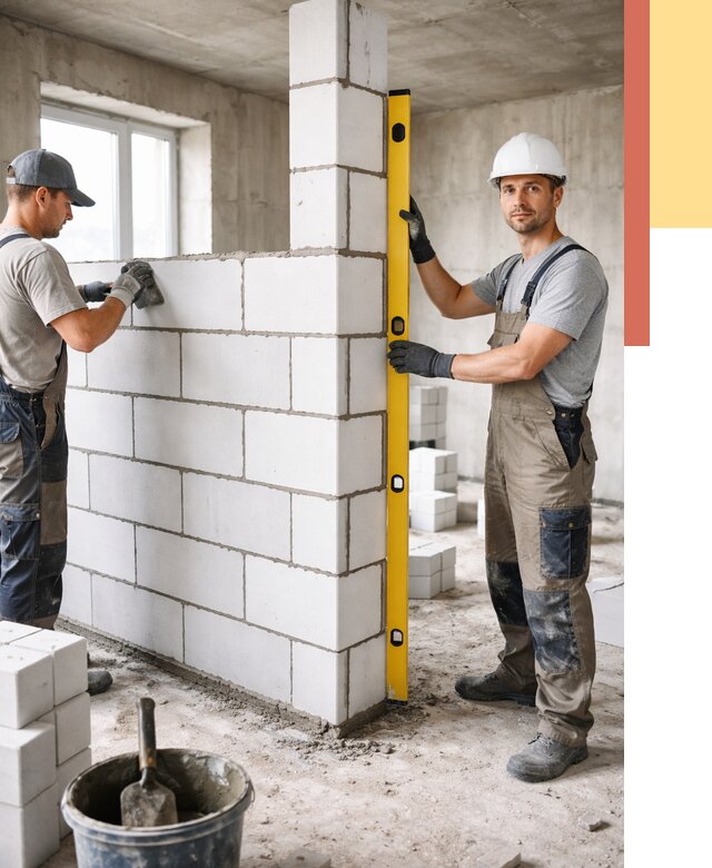 Кладка перегородок из пеноблока в донском от 1824 руб. под ключ | ОТДЕЛОЧНИК-Днс