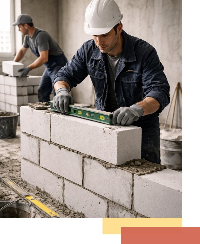 Кладка перегородок из пеноблока под ключ в донском