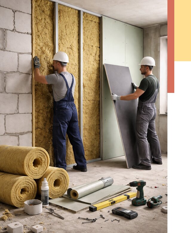 Шумоизоляция перегородок из блоков в донском от 1874 руб./м² — быстро и недорого | ОТДЕЛОЧНИК-Днс