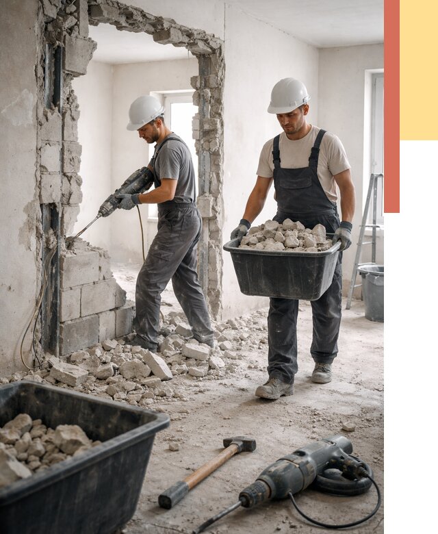 Демонтаж блоковых перегородок в донском от 3800 руб. — быстро и недорого | ОТДЕЛОЧНИК-Днс