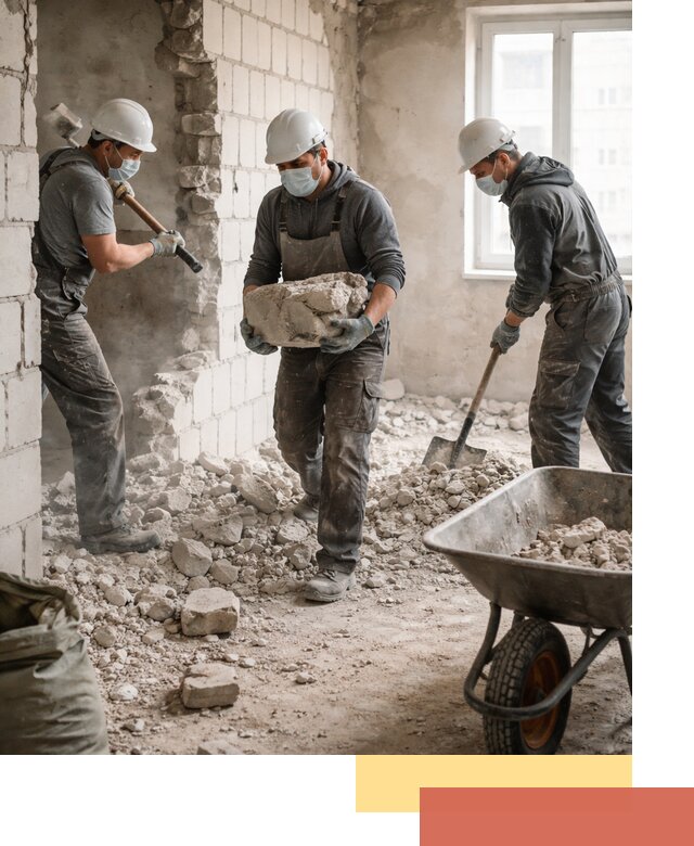 Демонтаж блочных перегородок в донском быстро и аккуратно