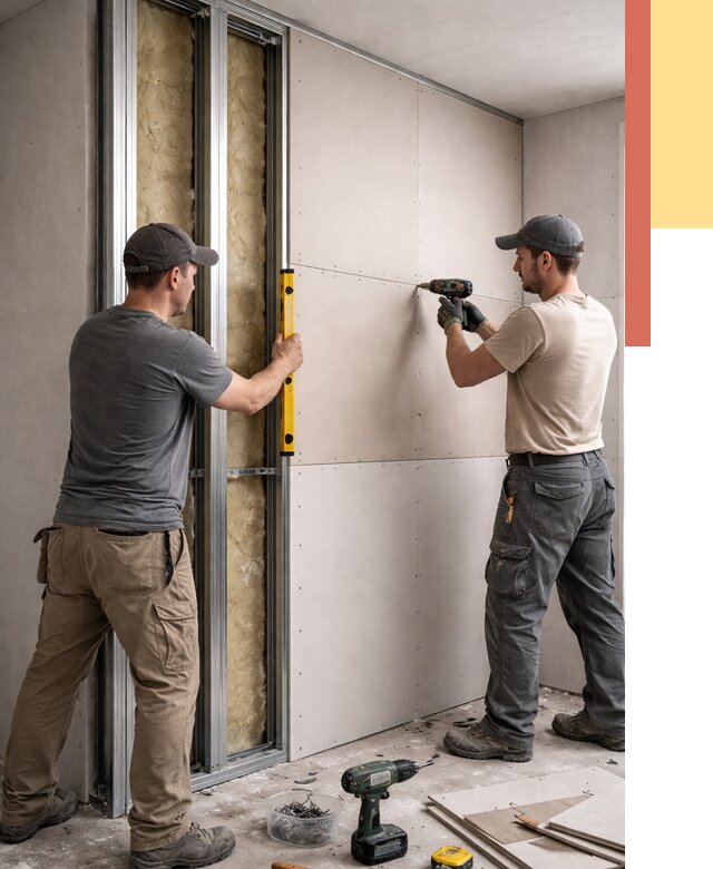 Монтаж двухслойной перегородки из гипсокартона в донском от 1469 руб. | ОТДЕЛОЧНИК-Днс