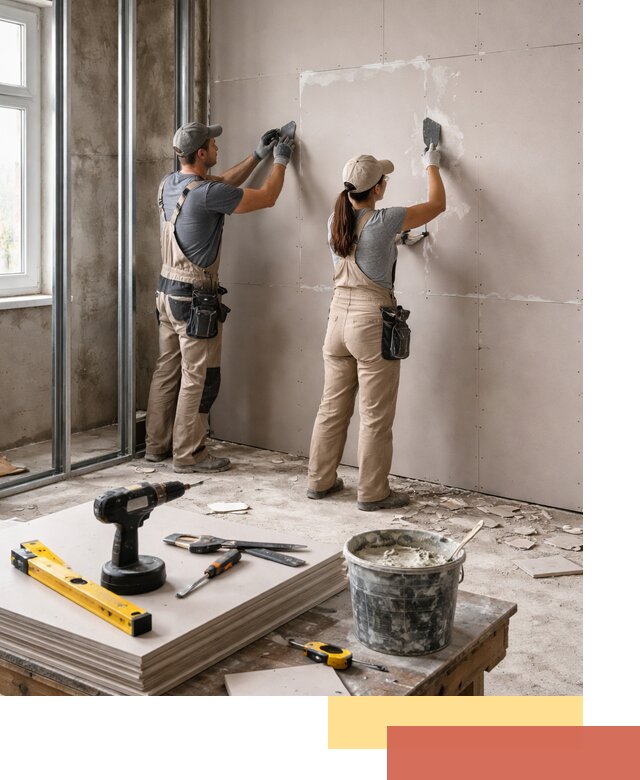 Монтаж двухслойной перегородки из гипсокартона в донском