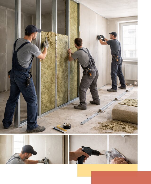 Перегородка из гипсокартона с шумоизоляцией в донском — монтаж под ключ