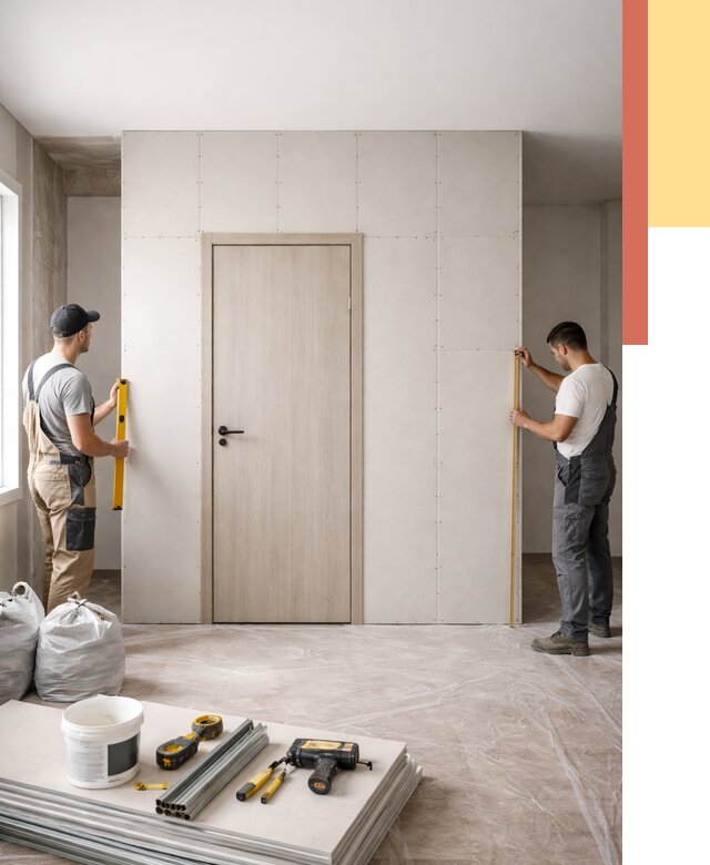 Перегородка из гипсокартона с дверью в донском от 4559 руб. под ключ | ОТДЕЛОЧНИК-Днс