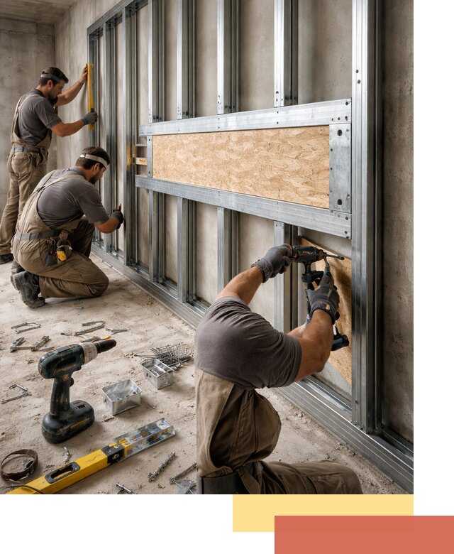 Усиленная перегородка для крепления тяжёлых конструкций в донском