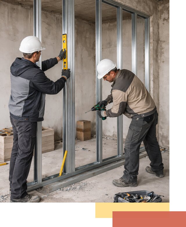 Монтаж каркаса перегородки из профиля в донском