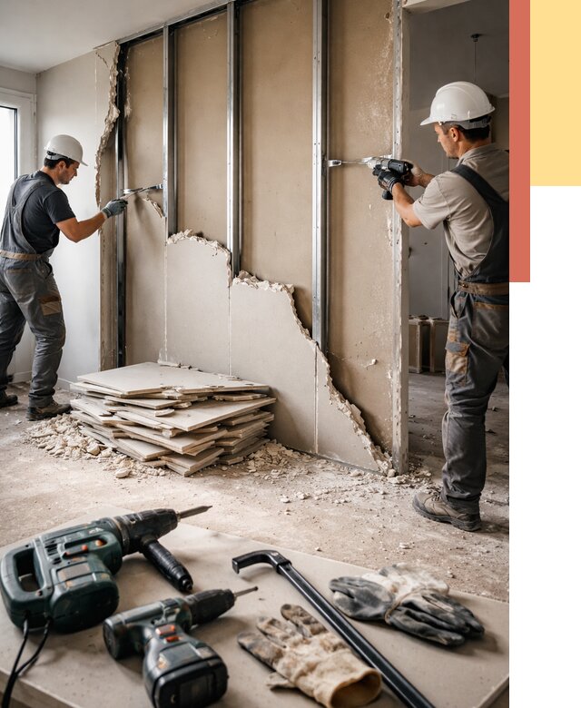 Демонтаж перегородки из гипсокартона в донском от 1216 руб. быстро и недорого | ОТДЕЛОЧНИК-Днс