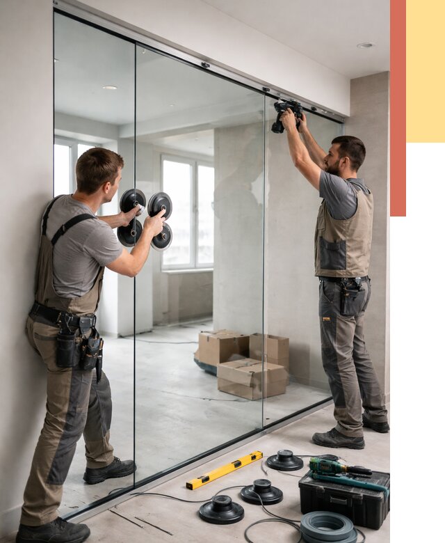 Монтаж стеклянных перегородок в донском от 6586 руб. | ОТДЕЛОЧНИК-Днс