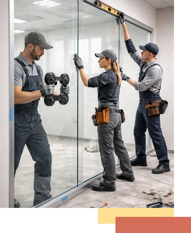 Профессиональный монтаж стеклянных перегородок в донском