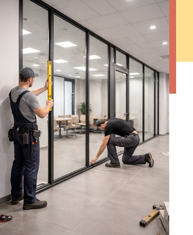 Каркасные стеклянные перегородки в донском под ключ от 9321 руб. | ОТДЕЛОЧНИК-Днс