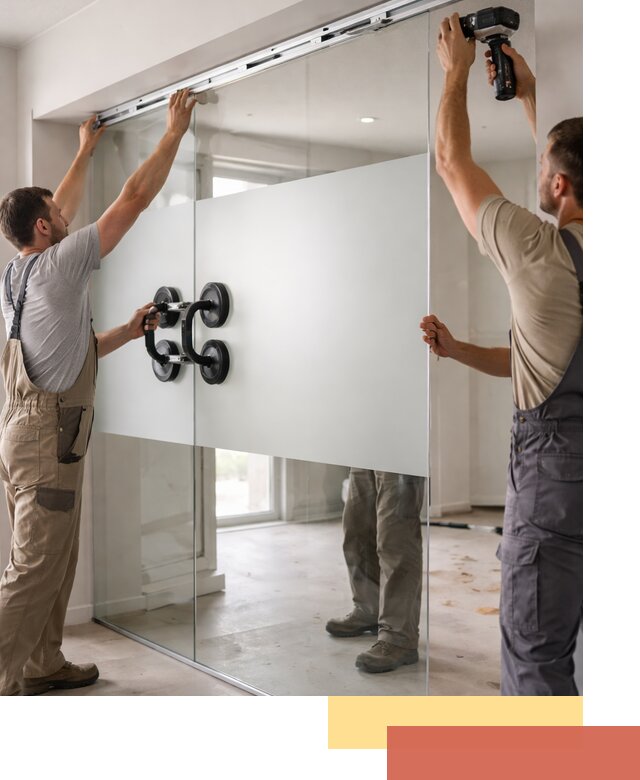 Матовые стеклянные перегородки под ключ в донском