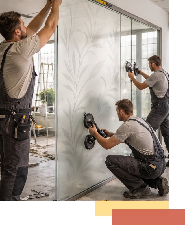 Стеклянные перегородки с рисунком на заказ в донском