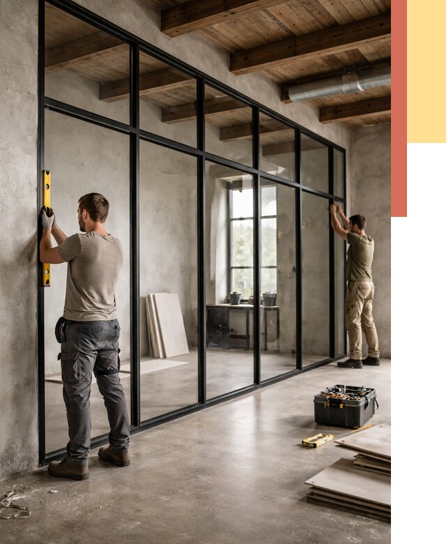 Стеклянные перегородки лофт в донском от 10639 руб. под ключ | ОТДЕЛОЧНИК-Днс