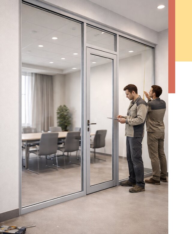 Установка и монтаж алюминиевых перегородок со стеклом в донском от 8308 руб. | ОТДЕЛОЧНИК-Днс