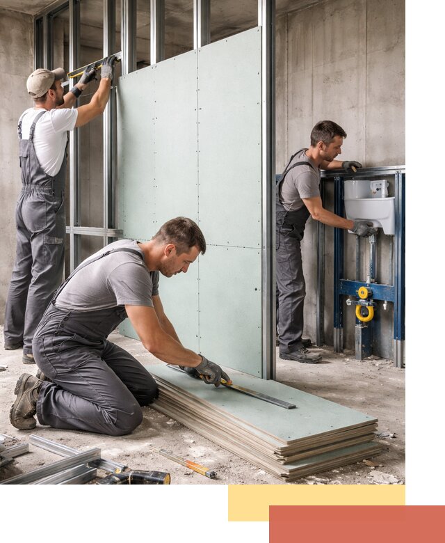 Монтаж и ремонт сантехнических перегородок в донском