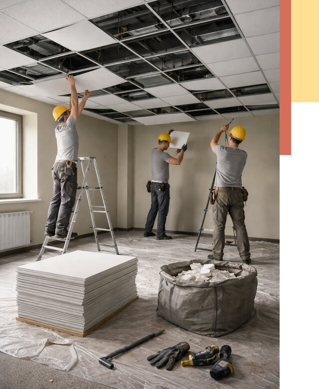 Демонтаж потолка Армстронг в донском от 4559 руб. быстро и недорого | ОТДЕЛОЧНИК-Днс