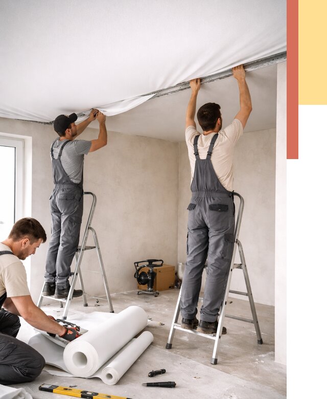 Монтаж тканевого натяжного потолка в донском от 3546 руб. под ключ | ОТДЕЛОЧНИК-Днс