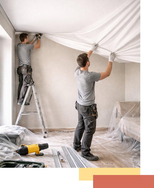 Монтаж тканевого натяжного потолка в донском недорого и быстро