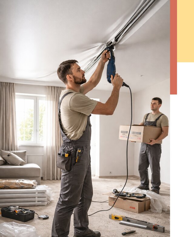 Монтаж сатинового натяжного потолка в донском от 3546 руб. | Быстро, недорого — ОТДЕЛОЧНИК-Днс