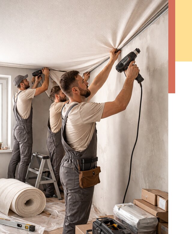 Монтаж фактурного натяжного потолка в донском от 760 руб. — ОТДЕЛОЧНИК-Днс