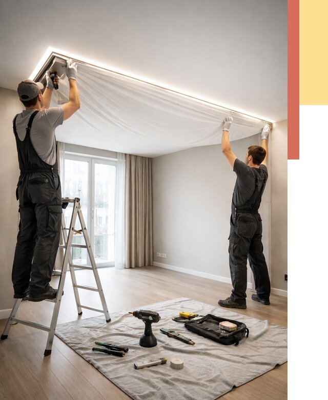 Монтаж парящего натяжного потолка в донском от 4559 руб. быстро и недорого | ОТДЕЛОЧНИК-Днс