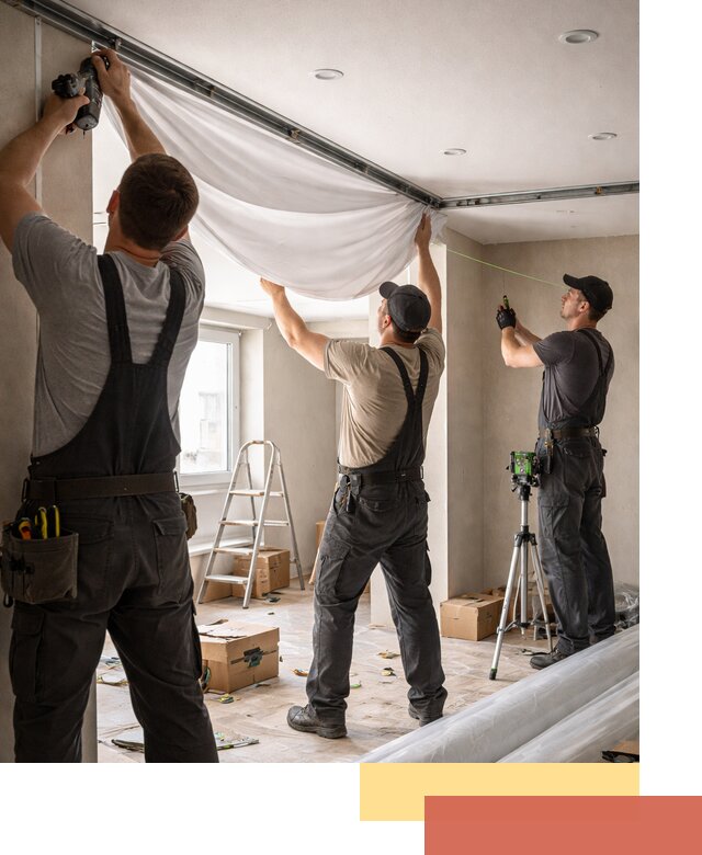 Монтаж парящего натяжного потолка под ключ в донском