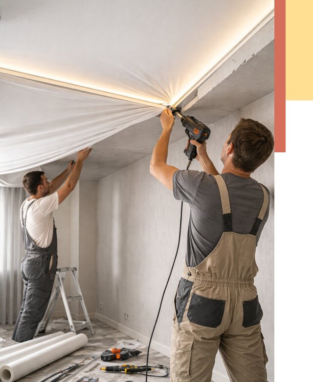 Монтаж натяжного потолка с подсветкой в донском от 963 руб. | ОТДЕЛОЧНИК-Днс