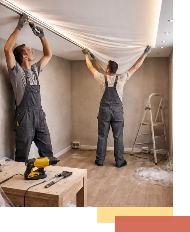 Монтаж натяжного потолка с подсветкой в донском цена и сроки