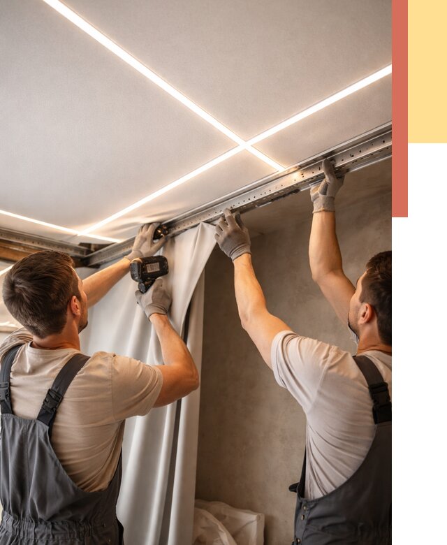 Монтаж натяжного потолка со световыми линиями в донском от 1216 руб. | ОТДЕЛОЧНИК-Днс