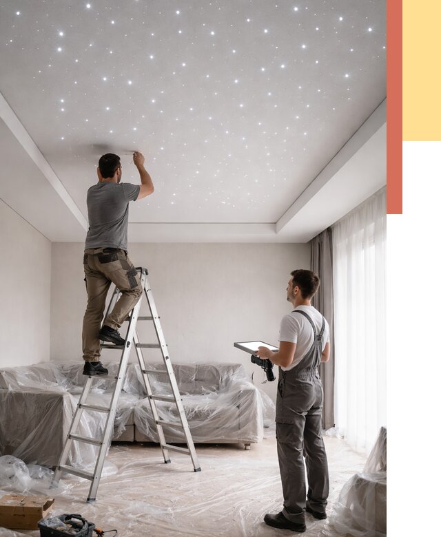 Монтаж натяжного потолка «звездное небо» в донском от 6586 руб. | ОТДЕЛОЧНИК-Днс