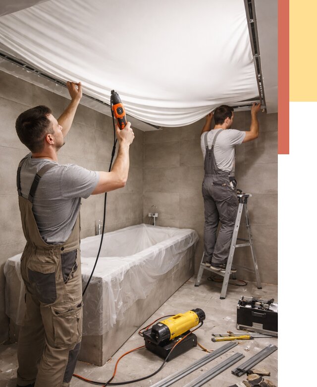 Монтаж натяжного потолка в ванной в донском от 1216 руб. под ключ | ОТДЕЛОЧНИК-Днс