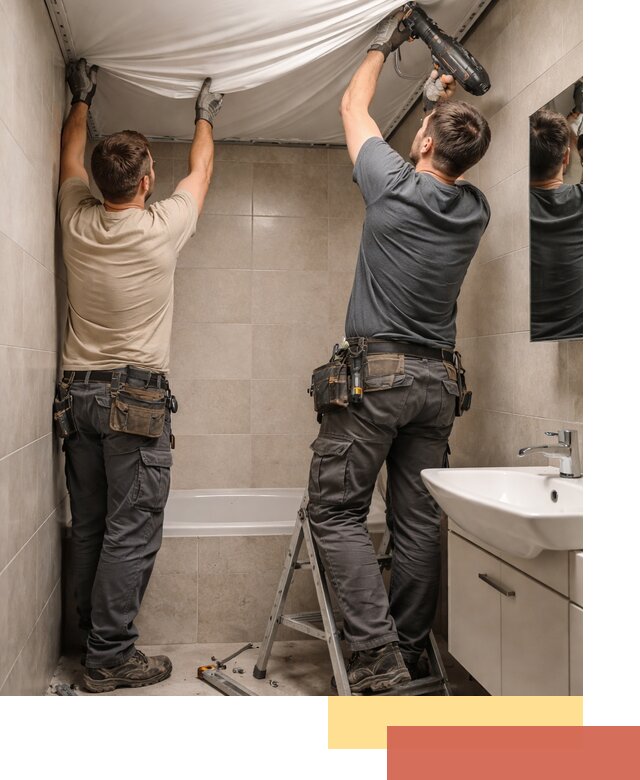 Монтаж натяжного потолка в ванной в донском быстро и качественно