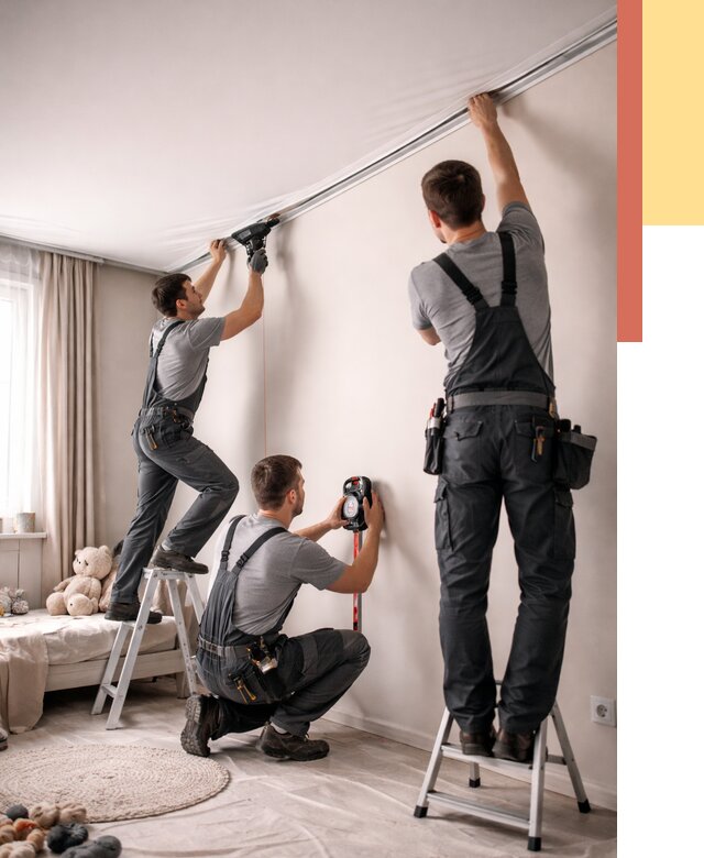 Монтаж натяжного потолка в детской в донском от 3546 руб. — быстро и недорого | ОТДЕЛОЧНИК-Днс