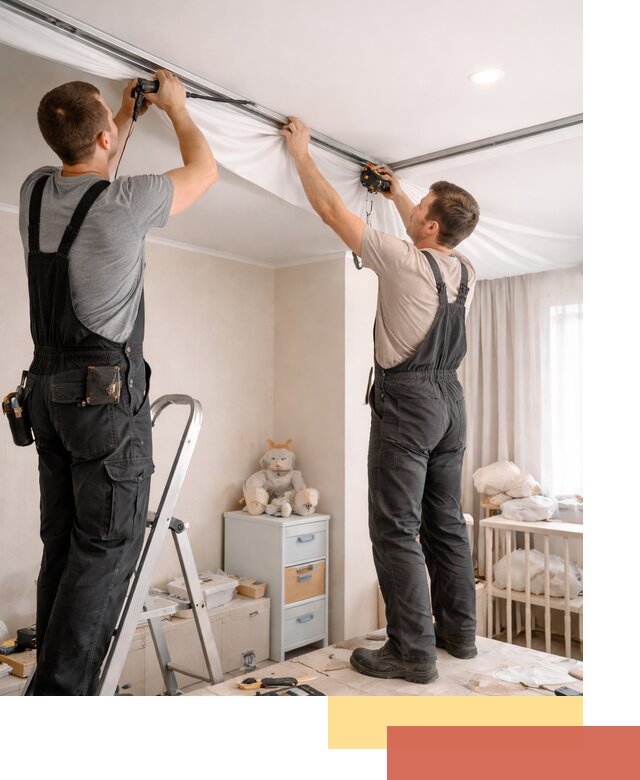 Монтаж натяжного потолка в детской комнате в донском