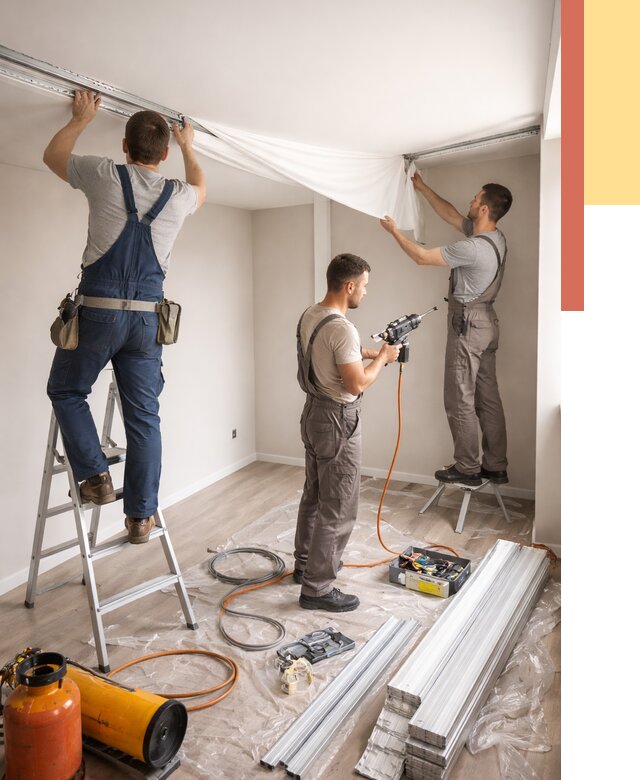 Монтаж натяжного потолка в студии в донском от 5573 руб. — быстро и недорого | ОТДЕЛОЧНИК-Днс