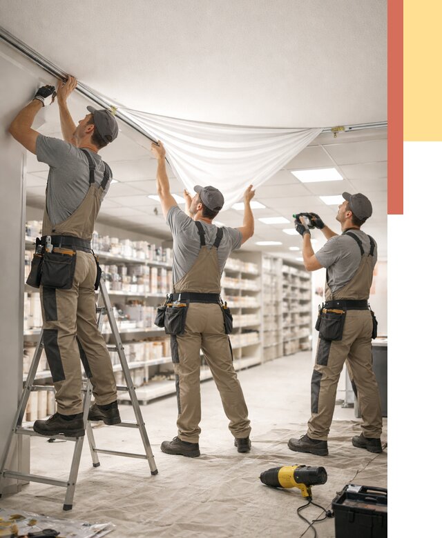 Монтаж натяжного потолка в магазине в донском от 4559 руб. быстро и недорого | ОТДЕЛОЧНИК-Днс