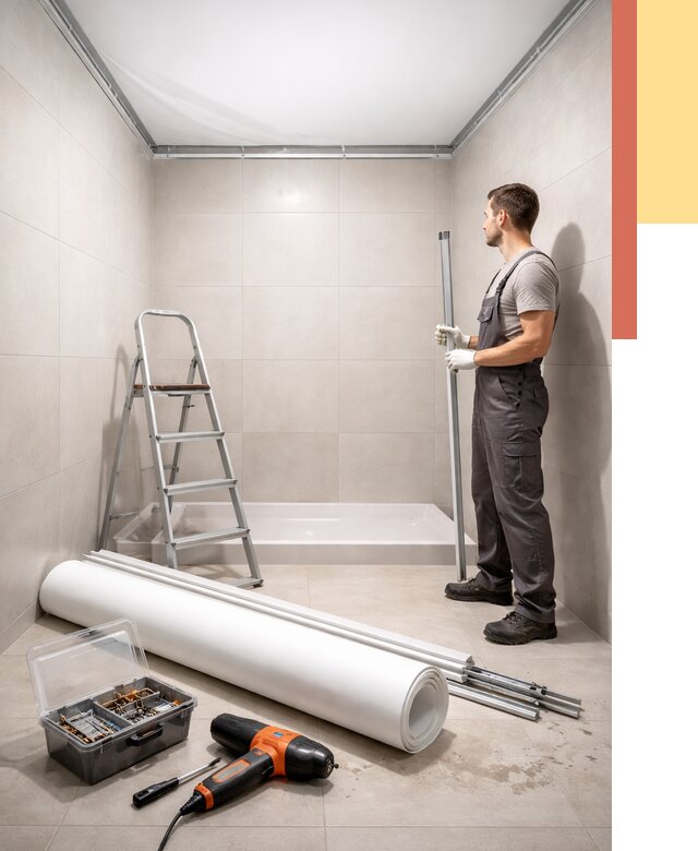 Монтаж натяжного потолка в санузле в донском от 1874 руб. — ОТДЕЛОЧНИК-Днс