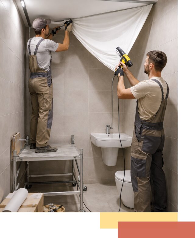 Монтаж натяжного потолка в санузле в донском